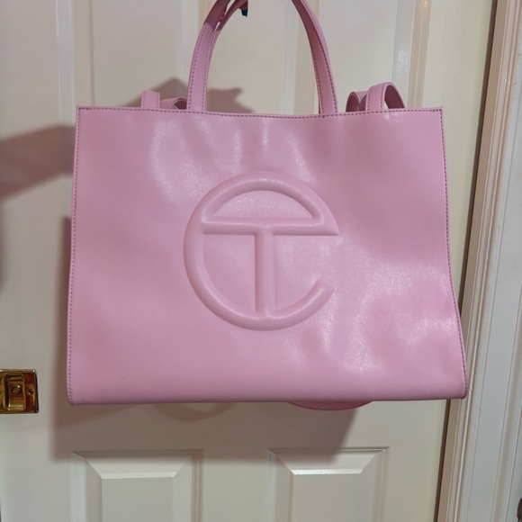 Telfar Handbags - Telfar Pink Logo Leather Tote
